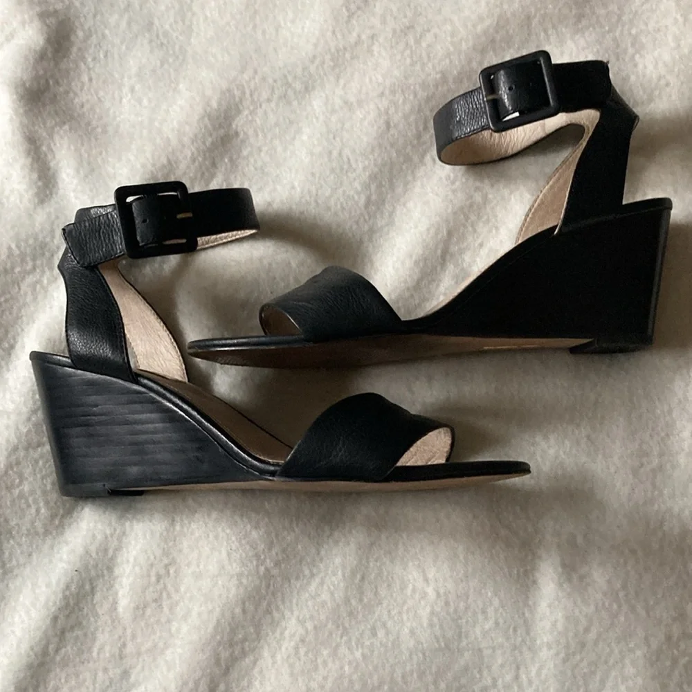 Louise et Cie Black Leather wedge heels